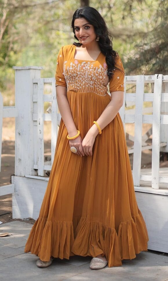 Georgette Anarkali Gown with Sequins and Embroidery for Women with Long Sleeves - Image 5
