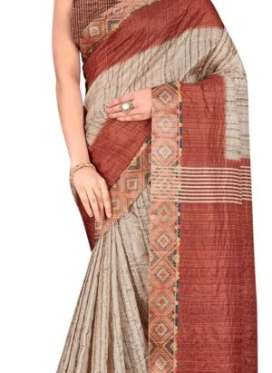 Sarees For Women Linen Silk l Traditional Indian Wedding Gift Sari with Unstitched Blouse (DNO)