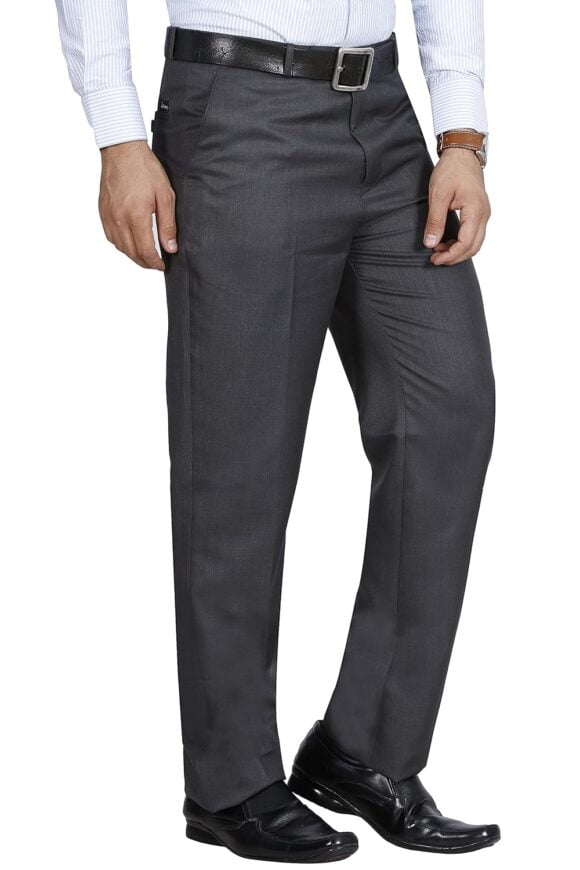 McHenry Men's Solid Formal Regular Fit Wrinkle Free PolyViscose Trousers