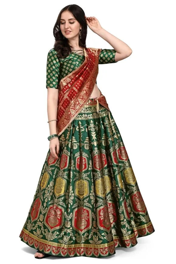 Jacquard Semi-Stitched Lehenga choli