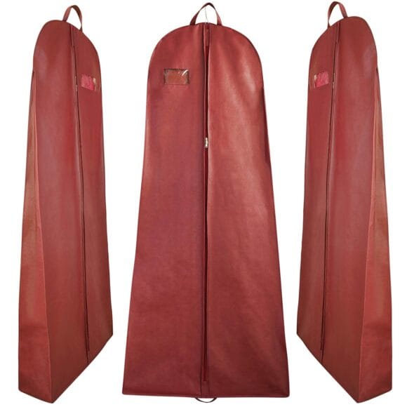 G. Global Trade 72" Wedding Lehenga Storage Bags Long Gown Garment Storage Hanging Clothes Cover Travel Garment Storage Bag for Gown Long Dress Bridal Zipped Non Woven Fabric - Pack of 3 (Maroon)