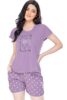 Standard Generic ZEYO Women's Cotton Dot Printed Night Suit set of Top & Shorts 5226