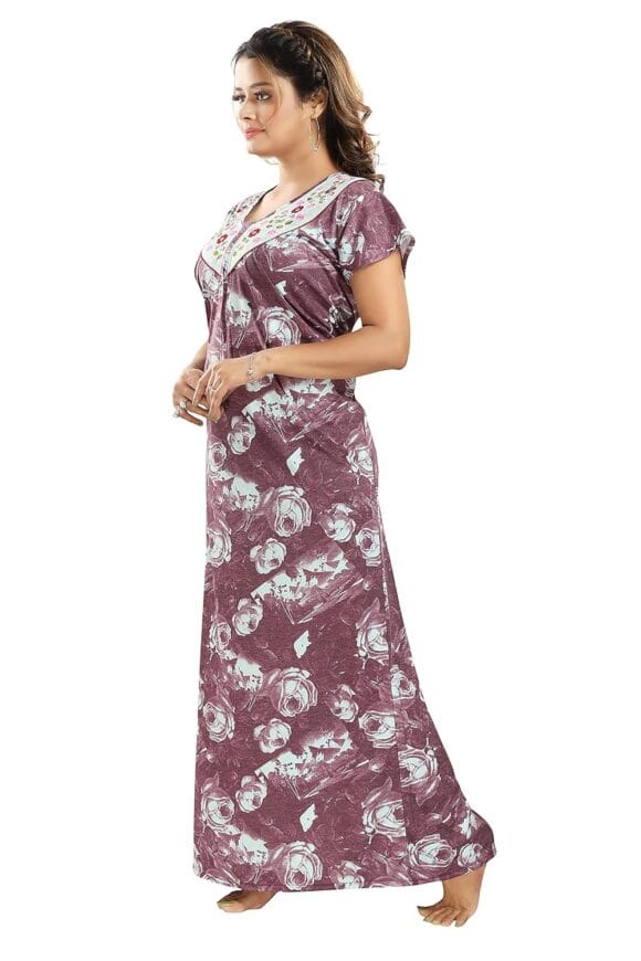 Hosiery Cotton Nighty/Night Dress/Gown in Maternity Wear Printed Maxi - Image 5