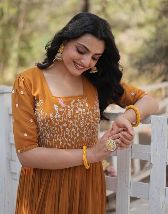 Georgette Anarkali Gown with Sequins and Embroidery for Women with Long Sleeves - Image 7