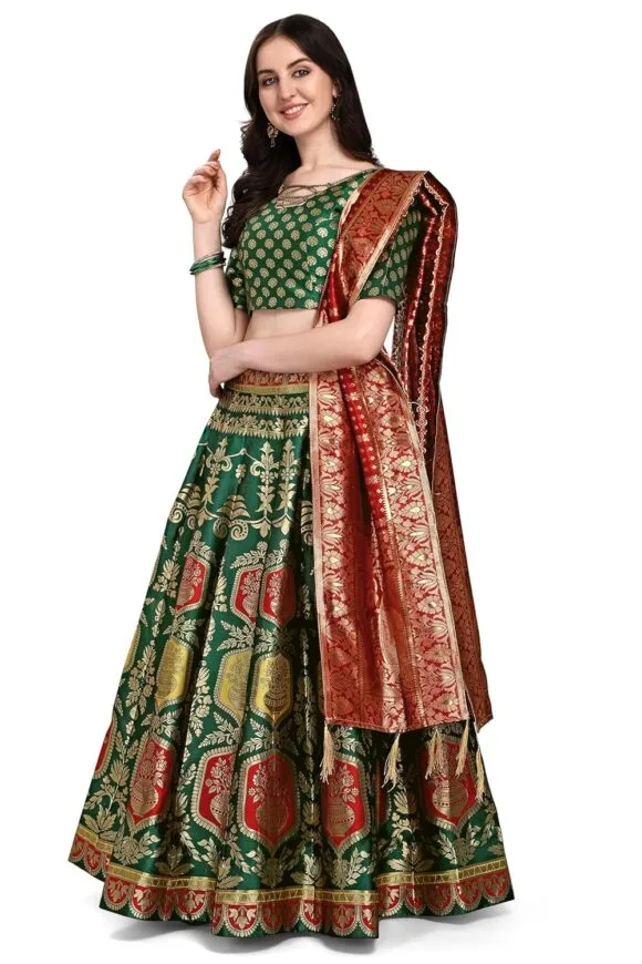 Jacquard Semi-Stitched Lehenga choli - Image 4