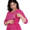 Nevisha Style Printed Cotton Maternity Gown for Women Feeding Anarkali Kurti with Zip