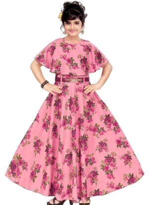 Laraib Fashion Girl's 1 Piece | A-Line Maxi Gown | Floral Full Length Frock Dress