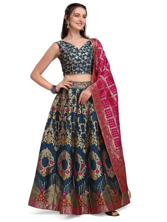 Jacquard Semi-Stitched Lehenga choli - Image 4
