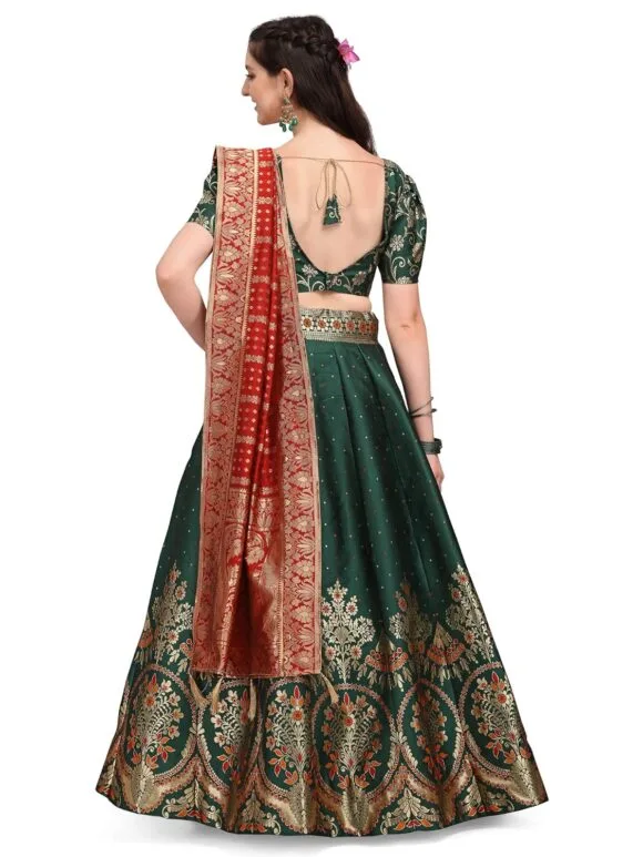 Jacquard Semi-Stitched Lehenga choli - Image 2