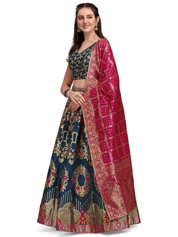 Jacquard Semi-Stitched Lehenga choli - Image 3