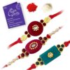 Rakhi Graceful Kundan Rakhi Combo & Designer Gold Plated Premium Rakhi for Brother, Roli Chawal & Greeting Card|Rakhi for Bhaiya|Rakhi for MEN|Kundan Rakhi|Rakhi Combo-Set of 3 |CB73453)