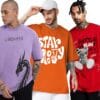 LEOTUDE Half Sleeve Oversized Printed T-Shirt for Men, Round Neck Longline Drop Shoulder | Colorful Printed Combo T-Shirt (Pack of 3)