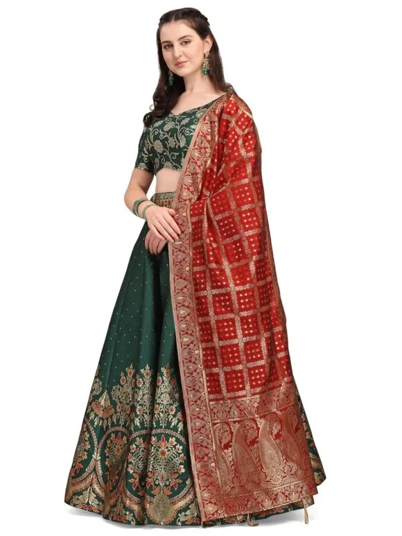 Jacquard Semi-Stitched Lehenga choli - Image 3
