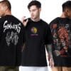 LEOTUDE Men's Oversized Tshirt Drop Shoulder Colorful Printed Combos (Pack of 3)