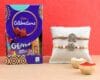 SFU E Com Cadbury Celebration Chocolates | Set of 2 Rakhi with Chocolates | Rakhi Cadbury Chocolate Hamper | Roli, Chawal, Chandan, Misri | 004