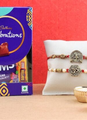 SFU E Com Cadbury Celebration Chocolates | Set of 2 Rakhi with Chocolates | Rakhi Cadbury Chocolate Hamper | Roli, Chawal, Chandan, Misri | 004