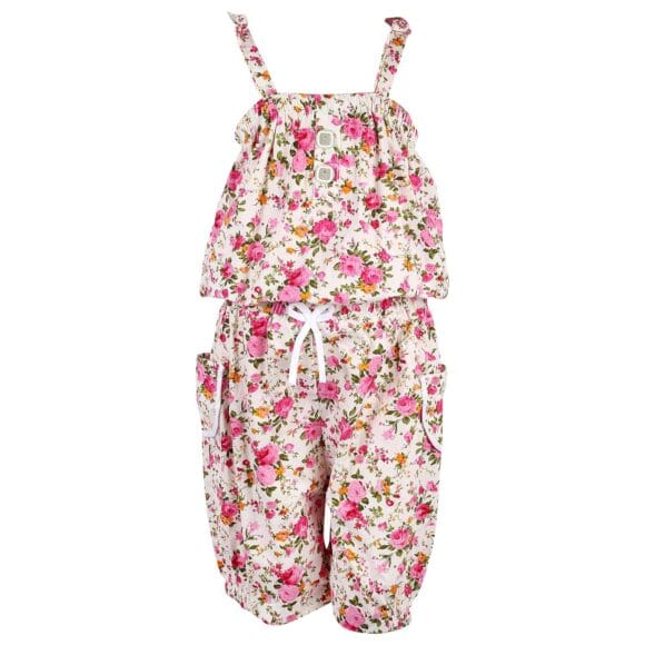 Arshia Fashions Knee Length Cotton Floral Jumpsuit for Girls