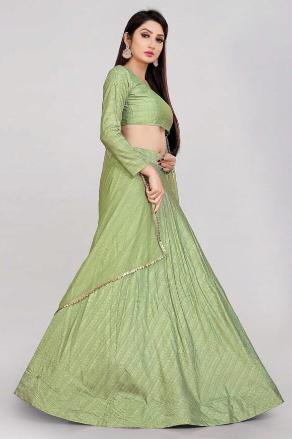 Blend Self Design Semi Stitched Lehenga Choli For Women/Girls (Free Size) - Image 3