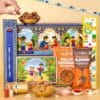 Phool Rakhi Gift for Brother - 7 Inclusions + Evil Eye Rakhi, Choco Almonds Sweets & Namkeen Snacks for Brother, Incense Sticks, Rakhi Card with Message - Complimentary Roli and Chawal | Raksha Bandhan Gift for Brother and Bhabhi | Rakhi hamper for brother and sister