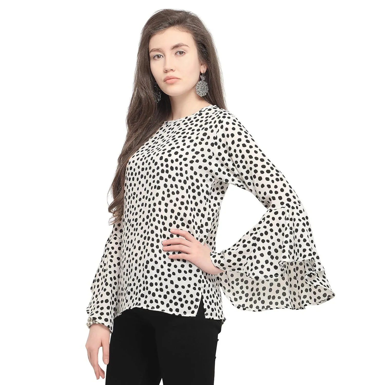 Polka Dots Regular Fit Top (M-SER-BT-1- White XL) - Image 2