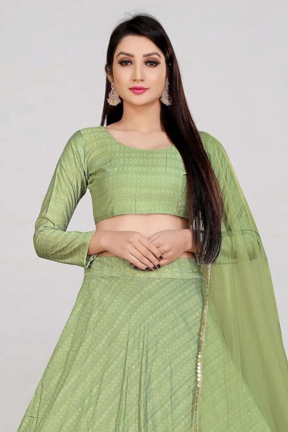Blend Self Design Semi Stitched Lehenga Choli For Women/Girls (Free Size) - Image 4