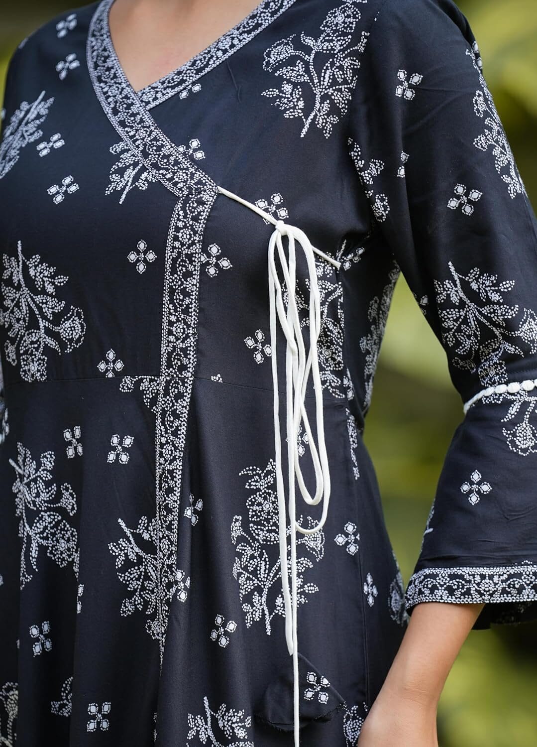 Women's Plus Size Rayon Floral Printed Angrakha Kurta for Women - Image 5