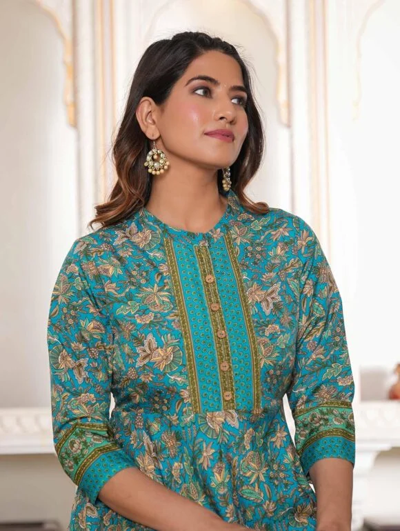 Women's Polyester Floral Printed Anarkali Kurti For Women - Image 8