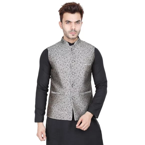 Standard Generic Badoliya & Sons Men's Brocade Zari Nehru Jacket/Waist Coat