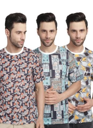 VIMAL JONNEY Solid Round Neck Cotton Half Sleeves Oversized Fit Tshirt For Men(Pack Of 3)-Vimal634991