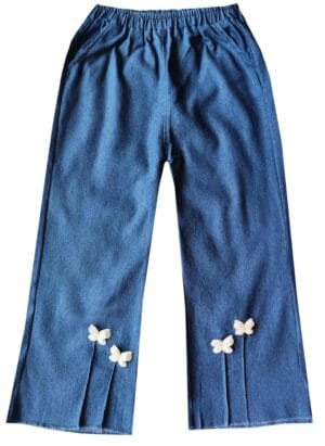 KIFAYATI BAZAR Girls High Rise Elasticated Waistband Wide Leg Jeans Bootcut pant