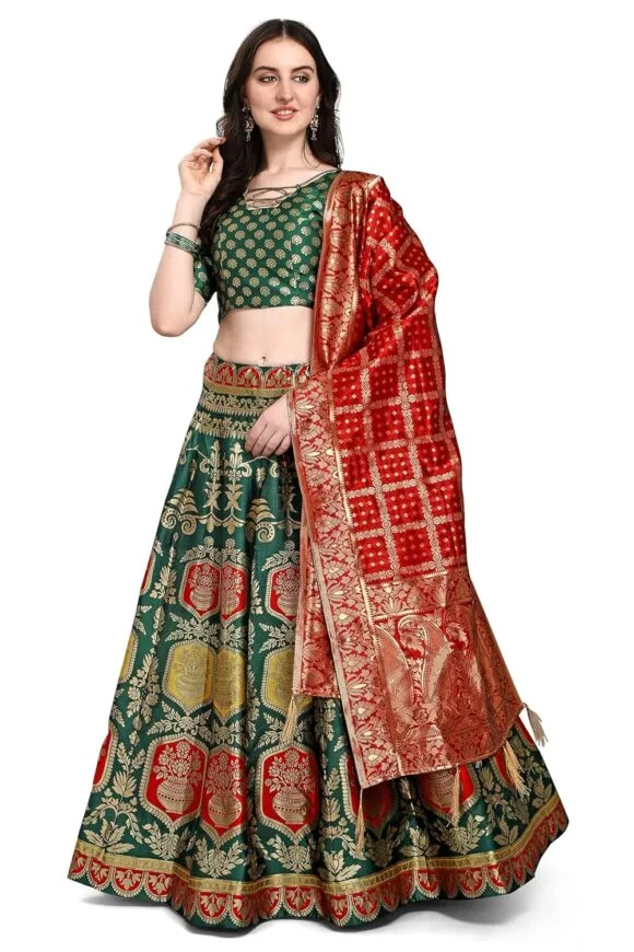 Jacquard Semi-Stitched Lehenga choli - Image 3