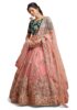 Women's Net Embroidered Semi-Stitched Bridal New Lehenga Choli with Dupatta (7315-Peach-Green-Wedding-Latest-Lehenga; Free Size)