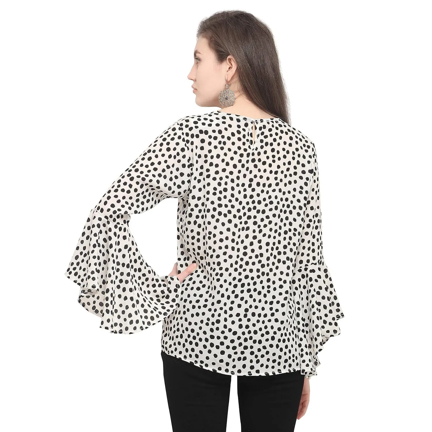 Polka Dots Regular Fit Top (M-SER-BT-1- White XL) - Image 3