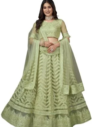 Women's Semi-stitched Net Heavy Multi Embroidered Lehenga Choli With Dupatta