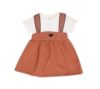 Cartoon Ear Patch Stripe Print Baby Girls Cotton Denim Pinny Midi Dress Frock Tunic Pinafore for Infant Toddler Girls